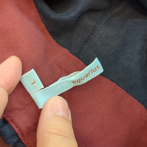 Anthropology Y2K Aquaris Ankle Boho Linen Navy Blue Wrap Pants with Pink Accents - Picture 5 of 7